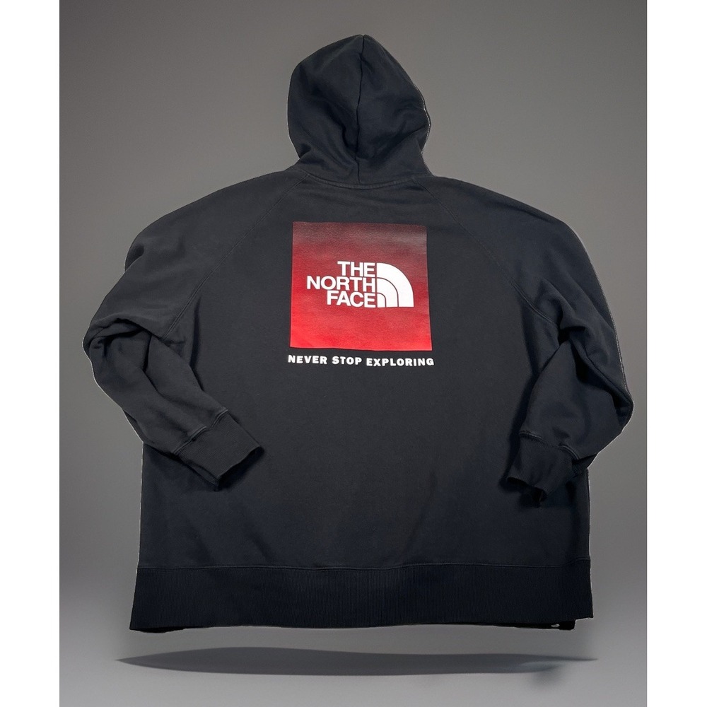 THE NORTH FACE Womens Box Logo Graphic Pullover Hoodie Cotton XXXL Black